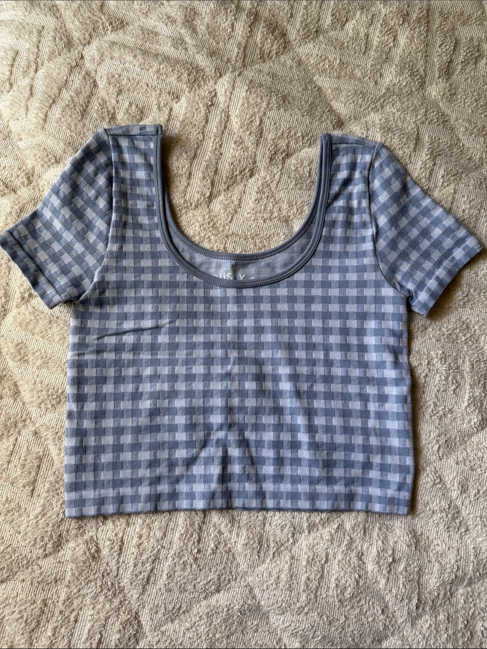 Aeropostale Blue Gingham Scoop Crop Top